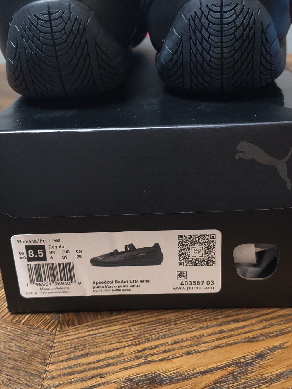 Puma Black Speedcat Ballet Flats with White Logo - Picture 3 of 6